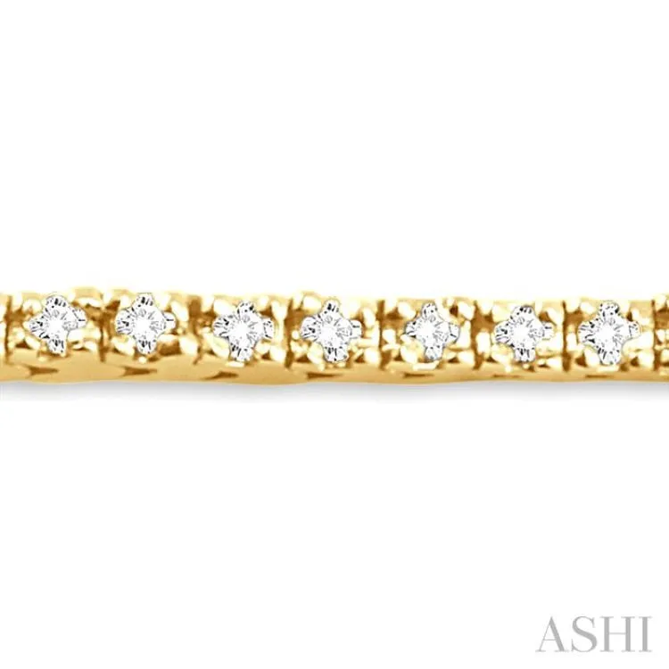 1.00 ctw Square Shape Round Cut Diamond Tennis Bracelet in 14K Yellow Gold