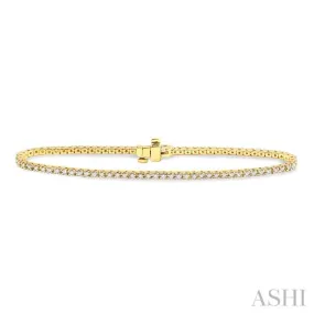 1.00 ctw Square Shape Round Cut Diamond Tennis Bracelet in 14K Yellow Gold