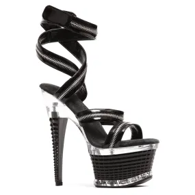 649-DELIA 6"  ZIPPERED WRAP-AROUND STRAP W/ TEXTURED PLATFORM