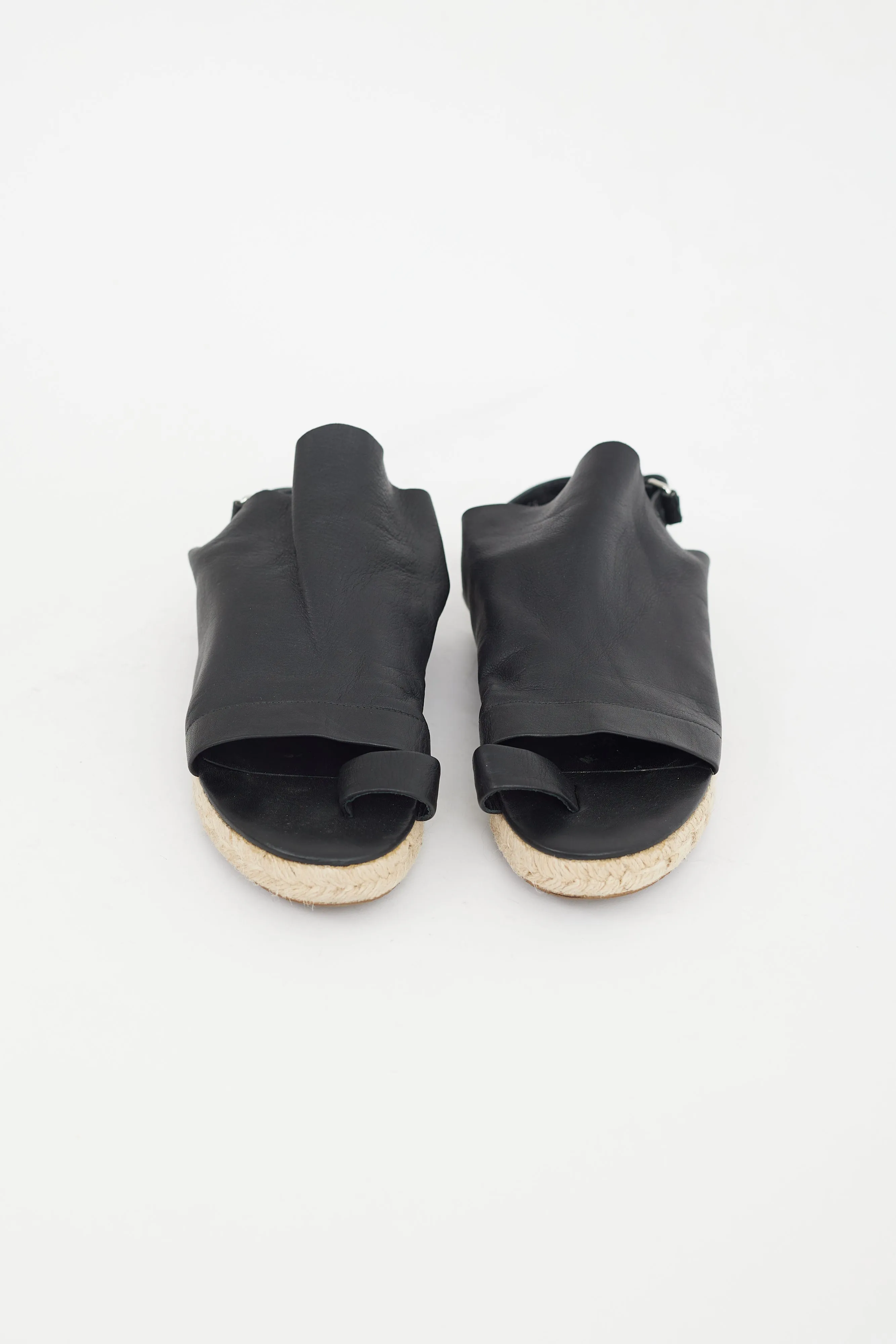 Black Leather Espadrille Sandal