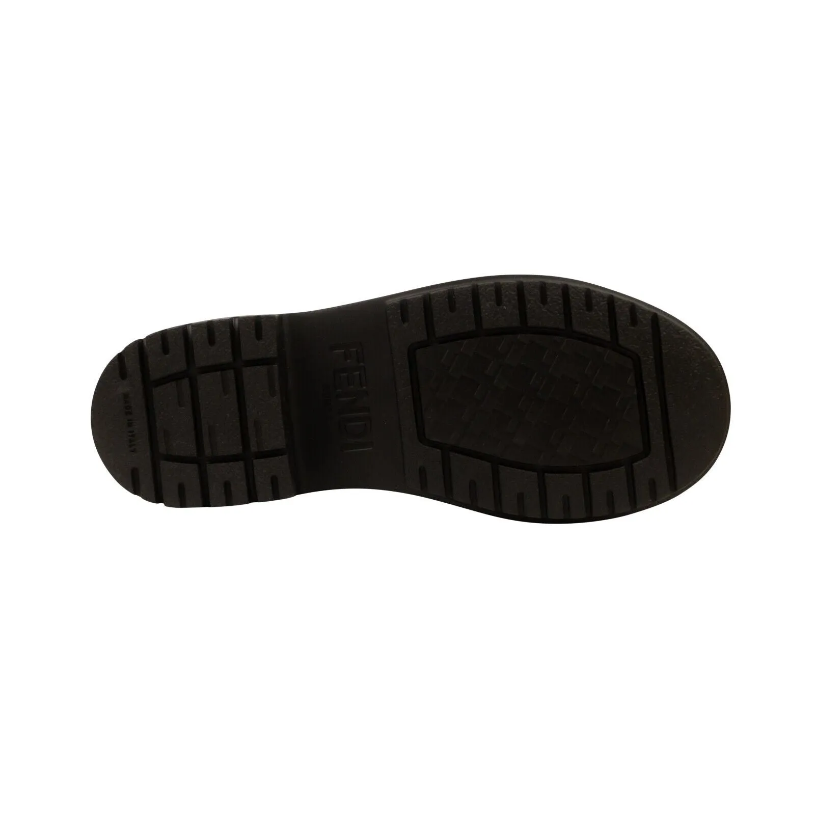 Black Leather Fendigraphy Combat Boots