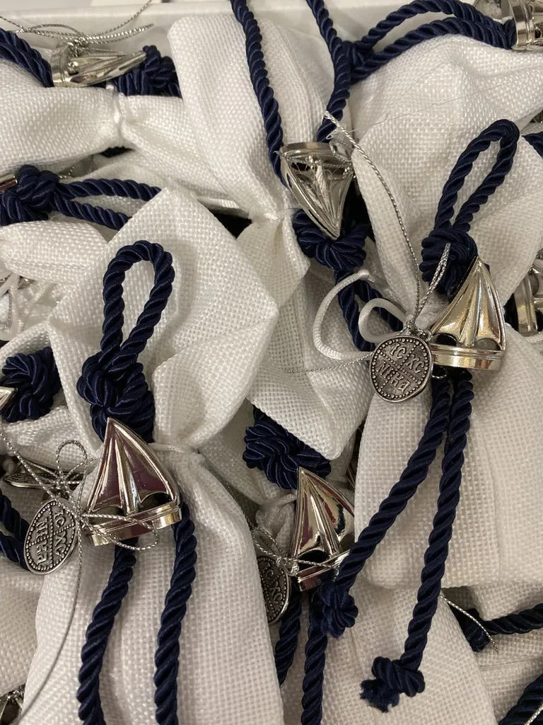 Bomboniere - Silver Sail Boat with ICXC Charm - LIMITED STOCK AVAILABLE!