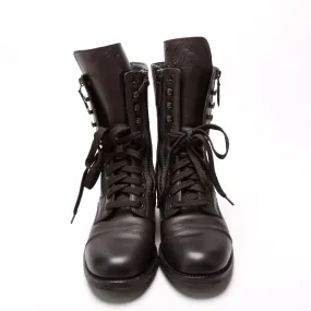 CC Quilted Calfskin Combat Boots Size 39 Black