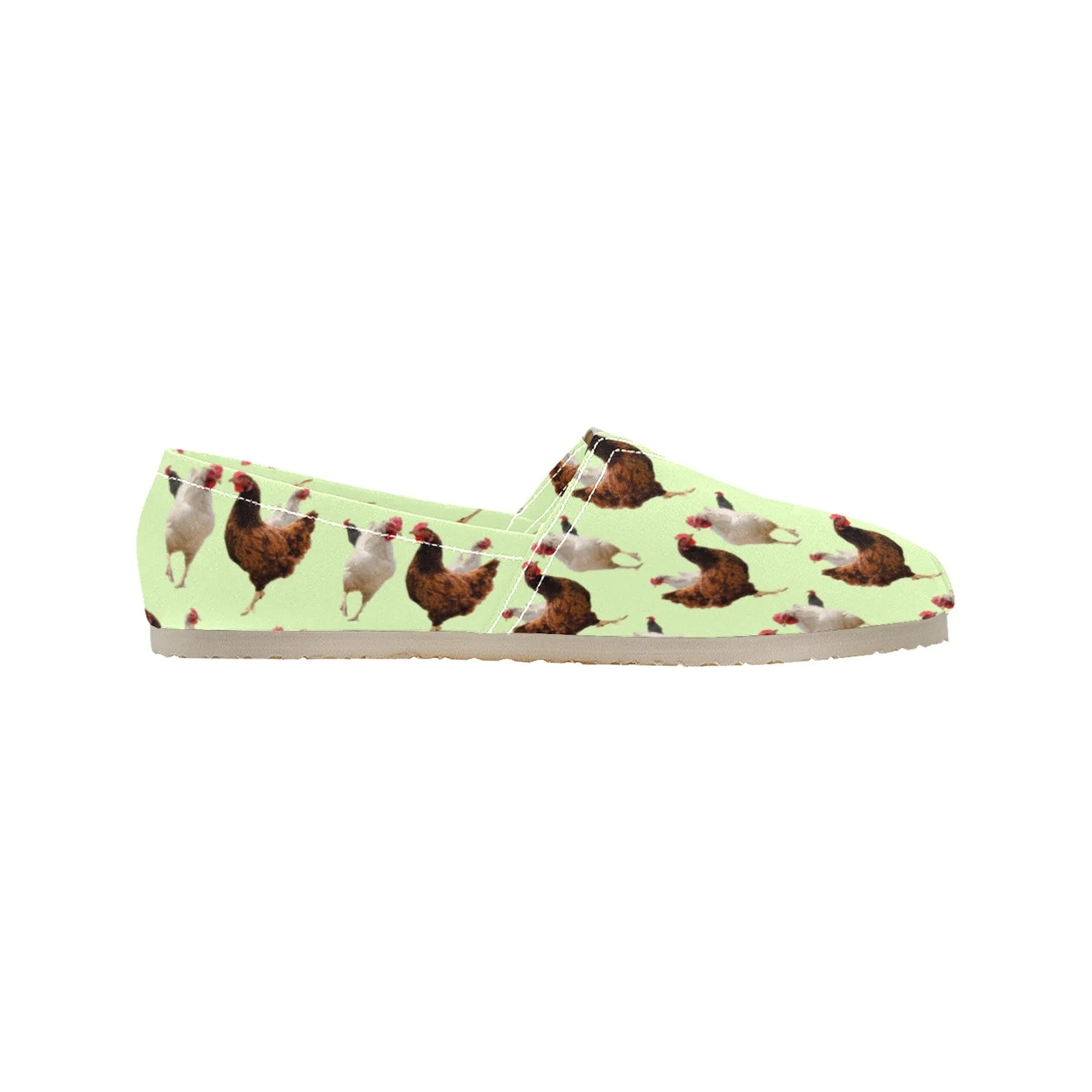 Espadrilles Canvas Flock of Chickens Celadon Women's Canvas Slip-On Shoes(Model1206)