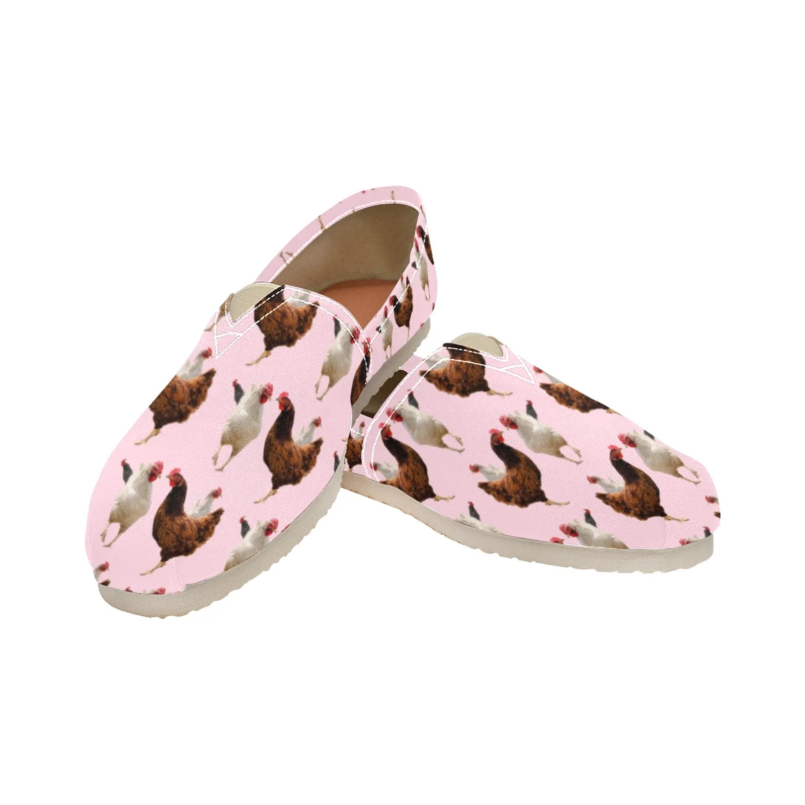 Espadrilles Canvas Flock of Chickens Soft Pink Women's Canvas Slip-On Shoes(Model1206)