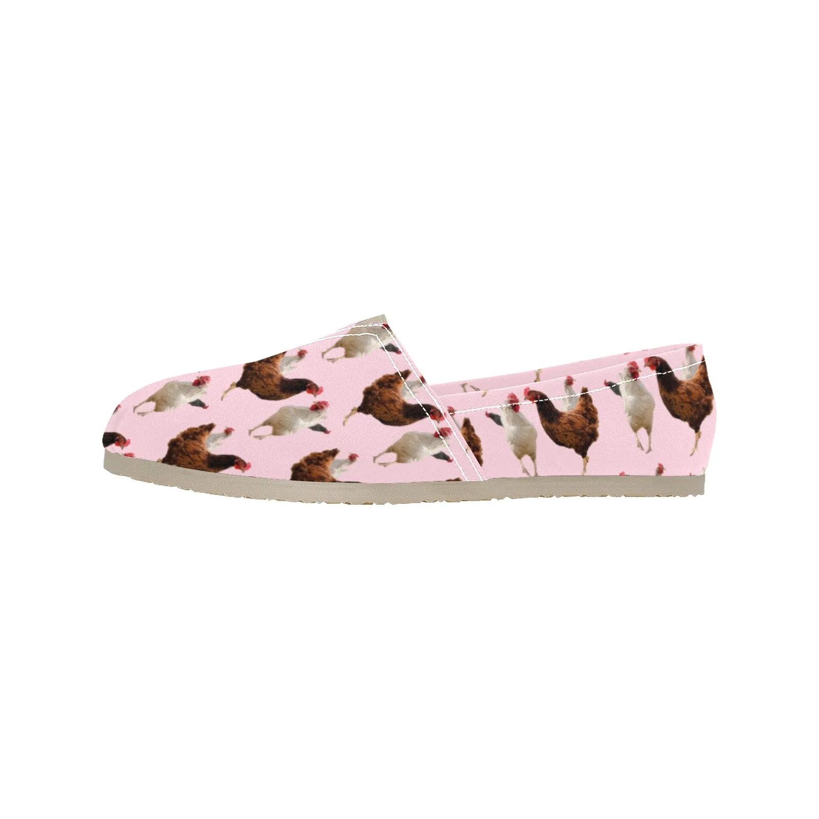 Espadrilles Canvas Flock of Chickens Soft Pink Women's Canvas Slip-On Shoes(Model1206)