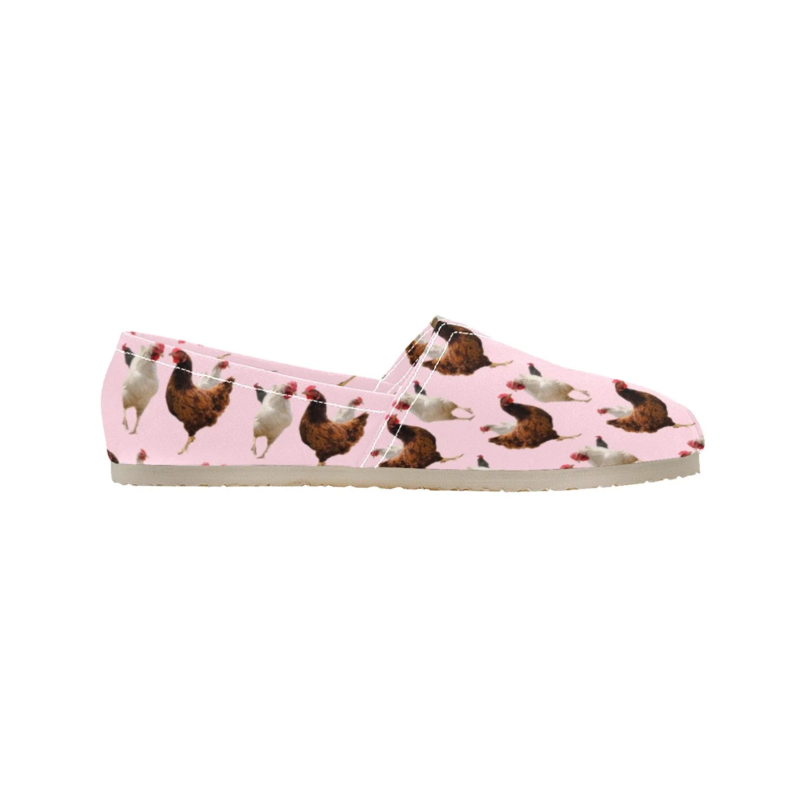 Espadrilles Canvas Flock of Chickens Soft Pink Women's Canvas Slip-On Shoes(Model1206)