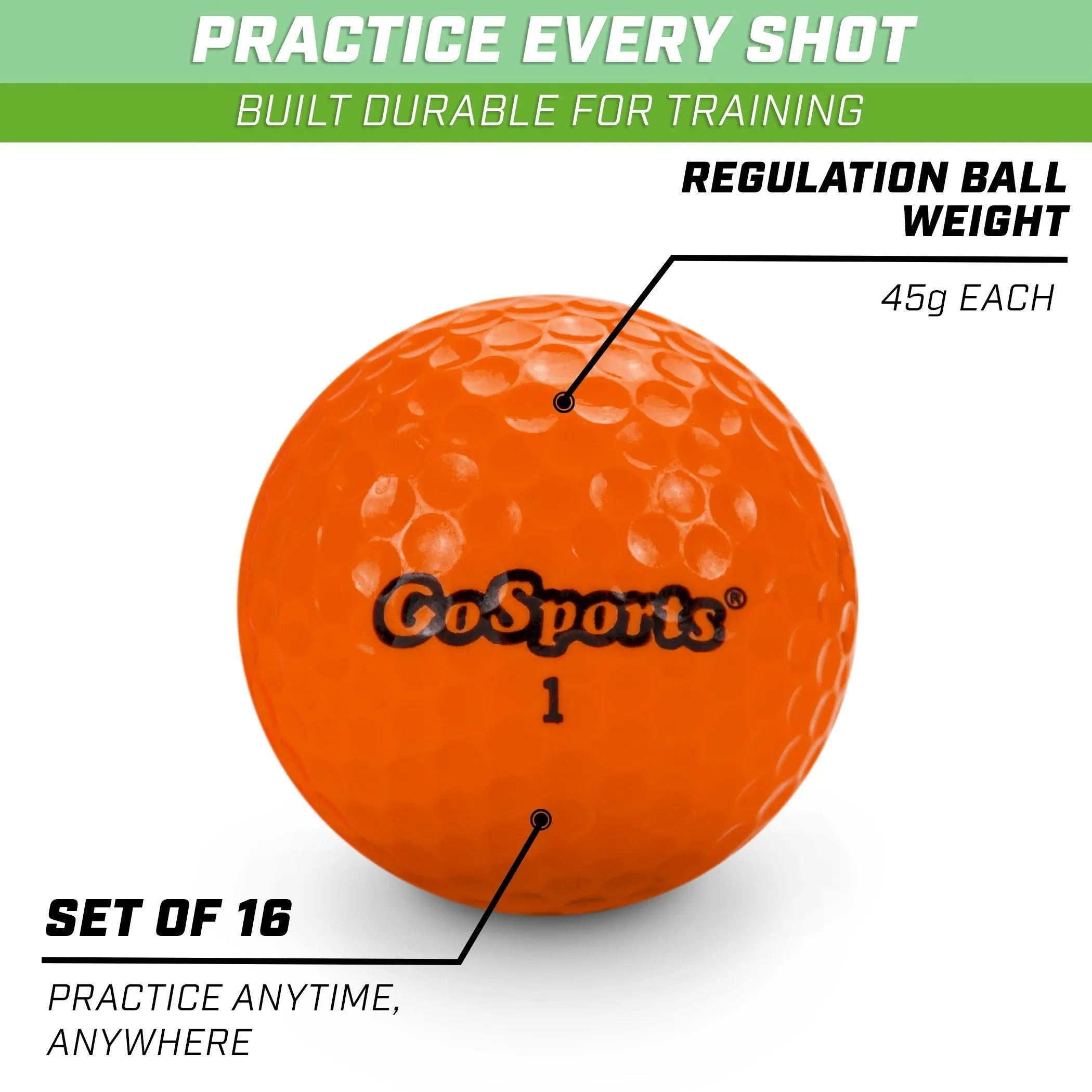 GoSports Practice Golf Balls - 16-Pack