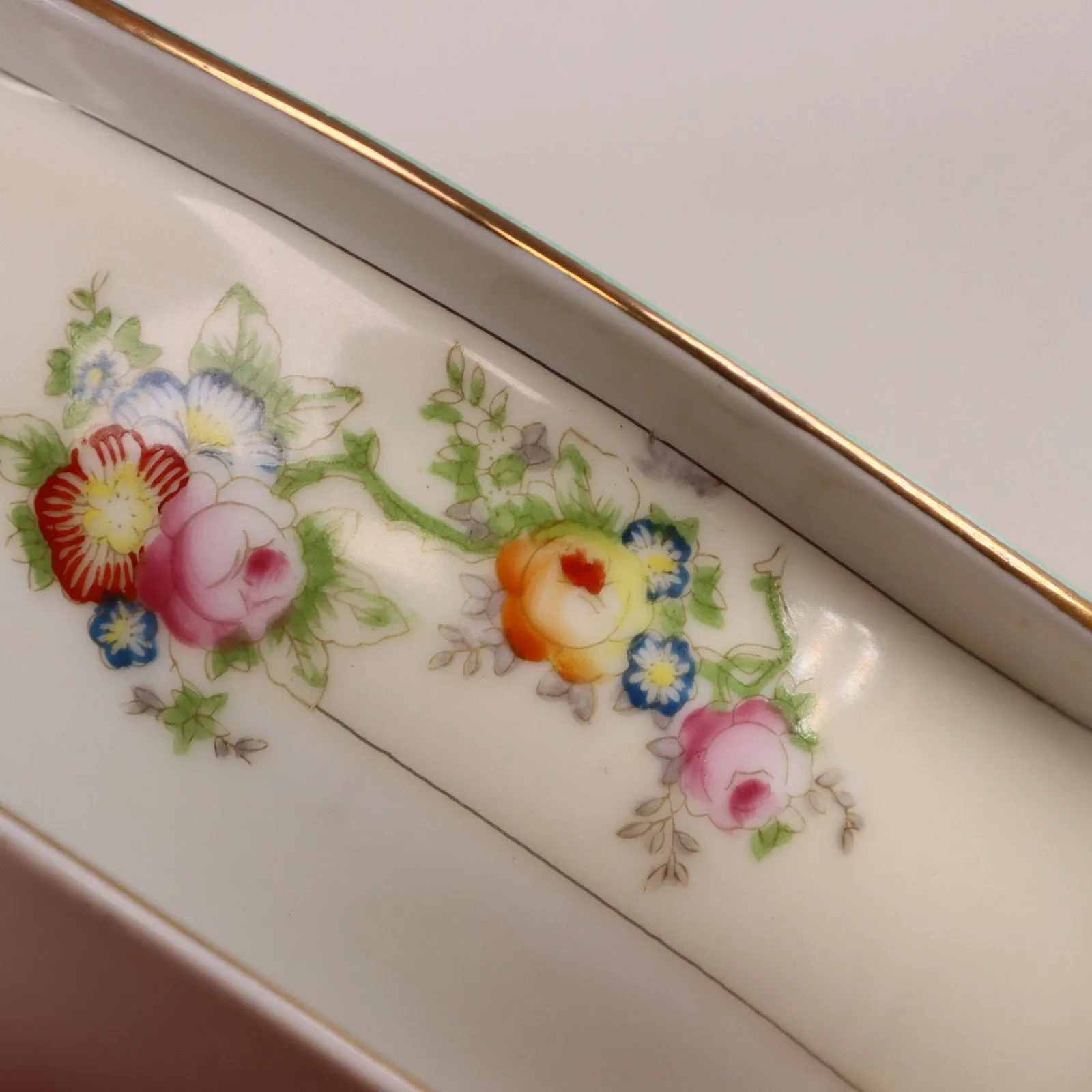 NSP Nagoya Seito Porcelain Meito China MEI230 Gravy Boat Green Japan