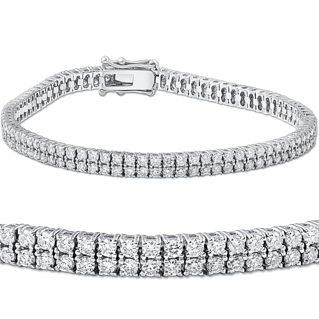 Sterling Silver Clear CZ Double Tennis Bracelet