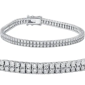 Sterling Silver Clear CZ Double Tennis Bracelet