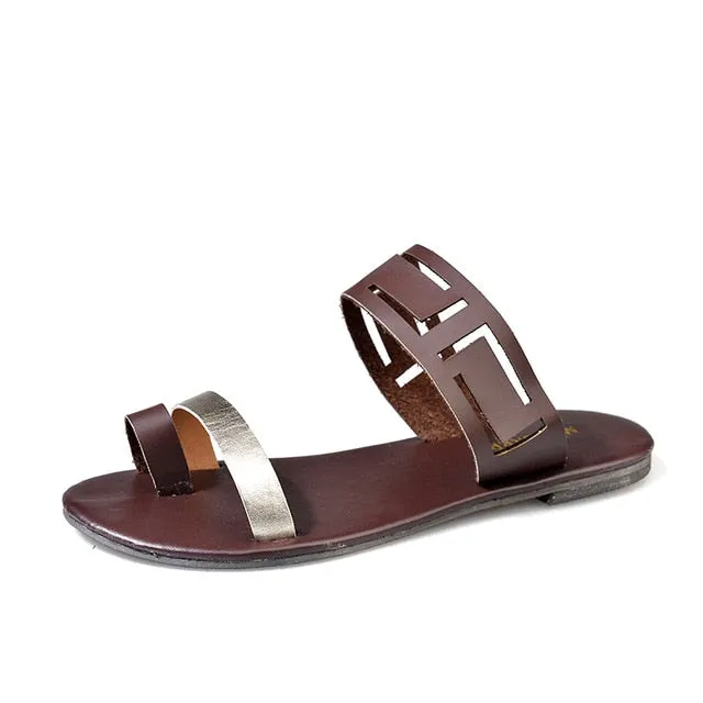 Summer Flip Flops Plus Size Flat Slippers Fashion Outside Shoes