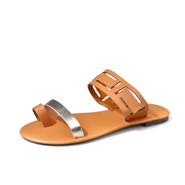 Summer Flip Flops Plus Size Flat Slippers Fashion Outside Shoes