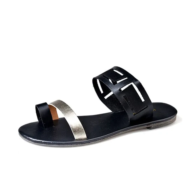 Summer Flip Flops Plus Size Flat Slippers Fashion Outside Shoes