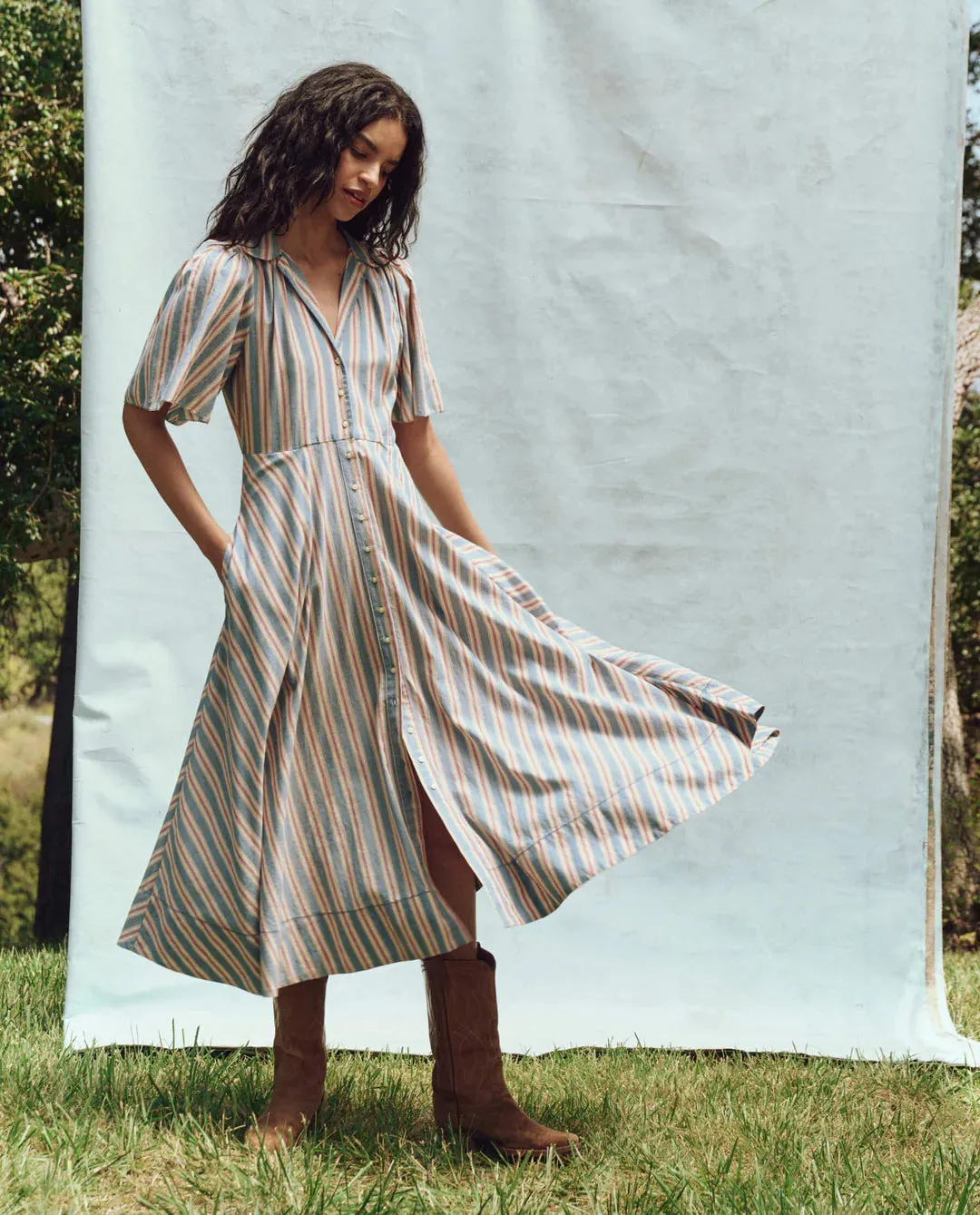 THE GREAT Bridge Dress in Blue Frontier Stripe