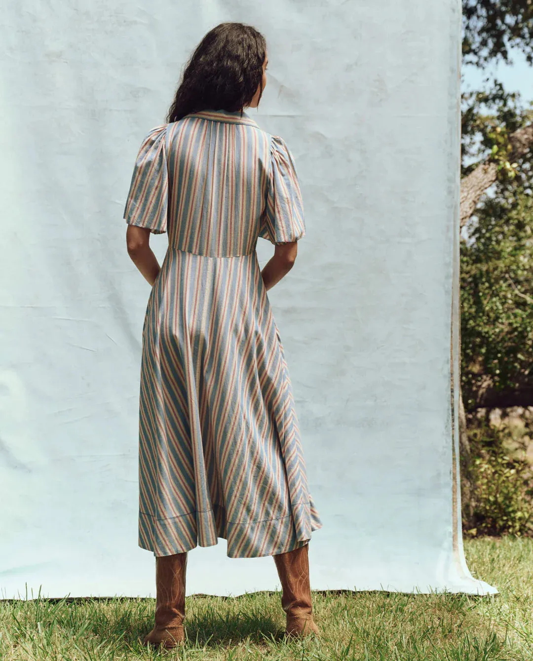 THE GREAT Bridge Dress in Blue Frontier Stripe