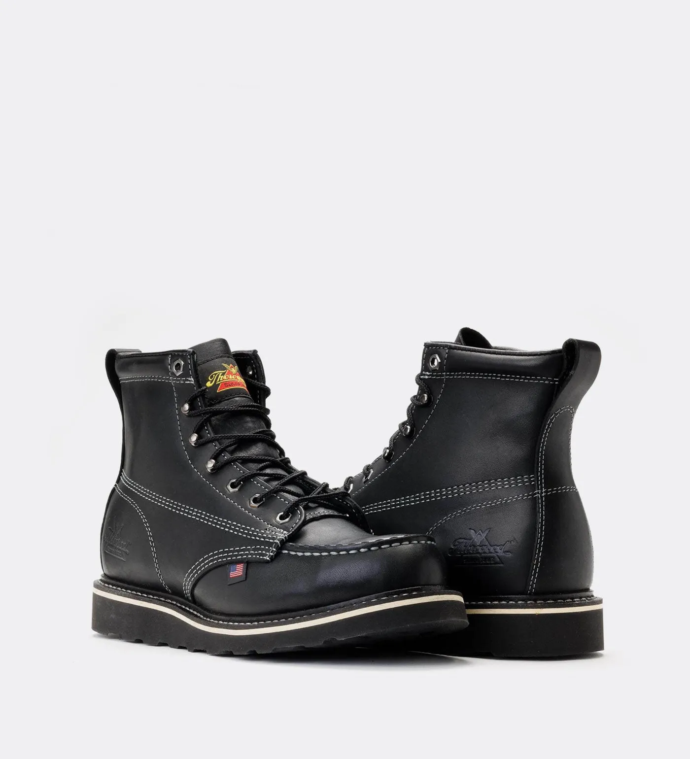 Thorogood American Heritage Midnight 6" Black Moc Toe Work Boots for Men