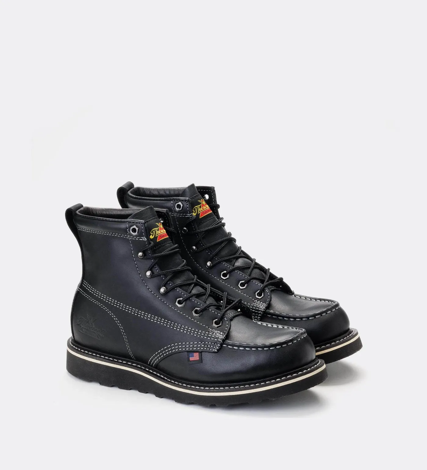 Thorogood American Heritage Midnight 6" Black Moc Toe Work Boots for Men